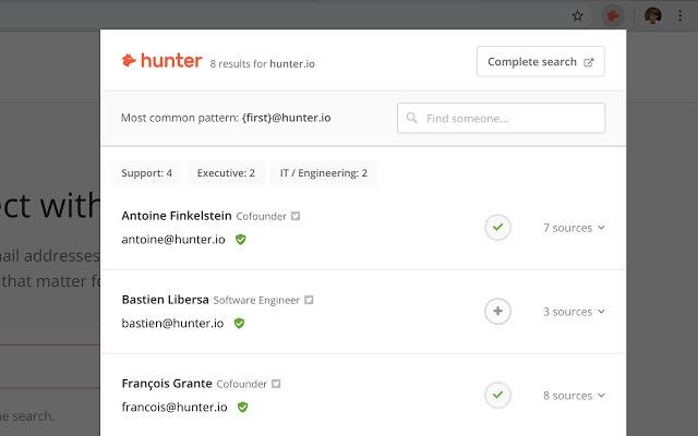 Extension Chrome Hunter.io