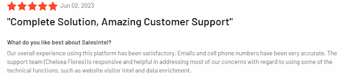 SalesIntel review - Customer Service and Support