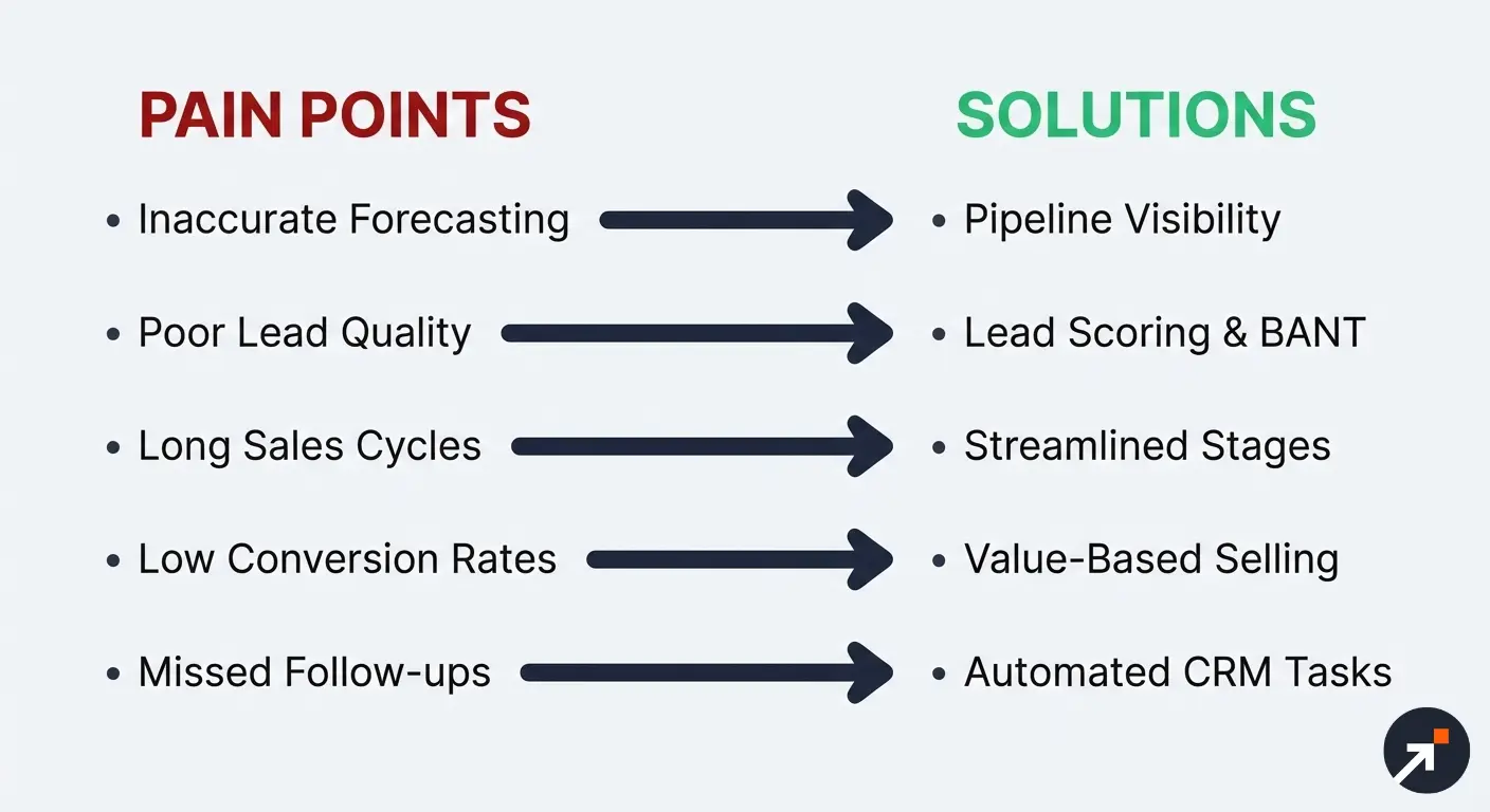 A comparison chart linking specific customer challenges to product features and benefits.
