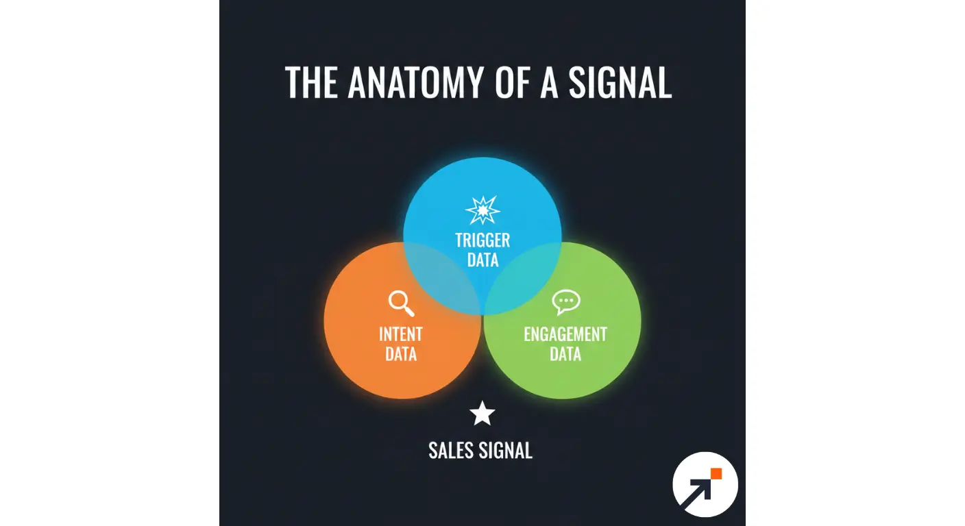 The three types of sales signals Intent, Trigger, and Engagement data